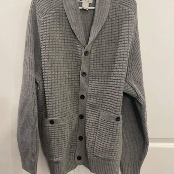 DULUTH TRADING COTTON CARDIGAN, DARK GRAY, LARGE - Picture 1 of 4